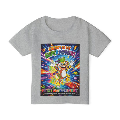 Potz™ Heavy Cotton™ Toddler T-Shirt – "Energy is My Superpower!" Graphic Tee | Smile Universe Collection