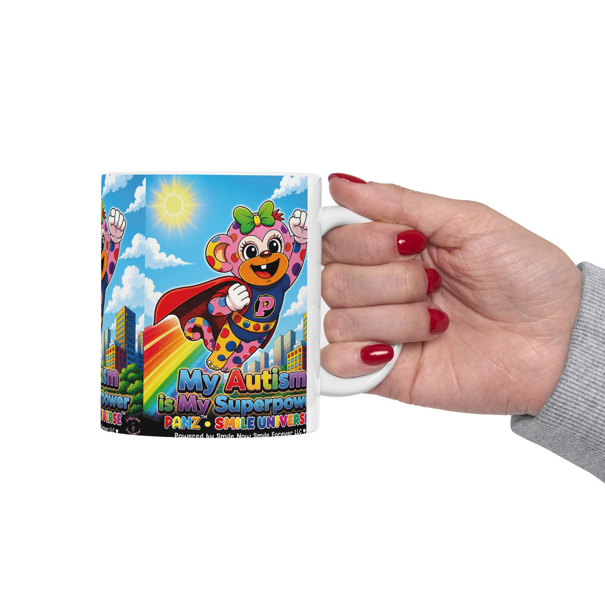 Panz™ Ceramic Mug (11oz & 15oz) – "My Autism is My Superpower" Graphic | Smile Universe Collection