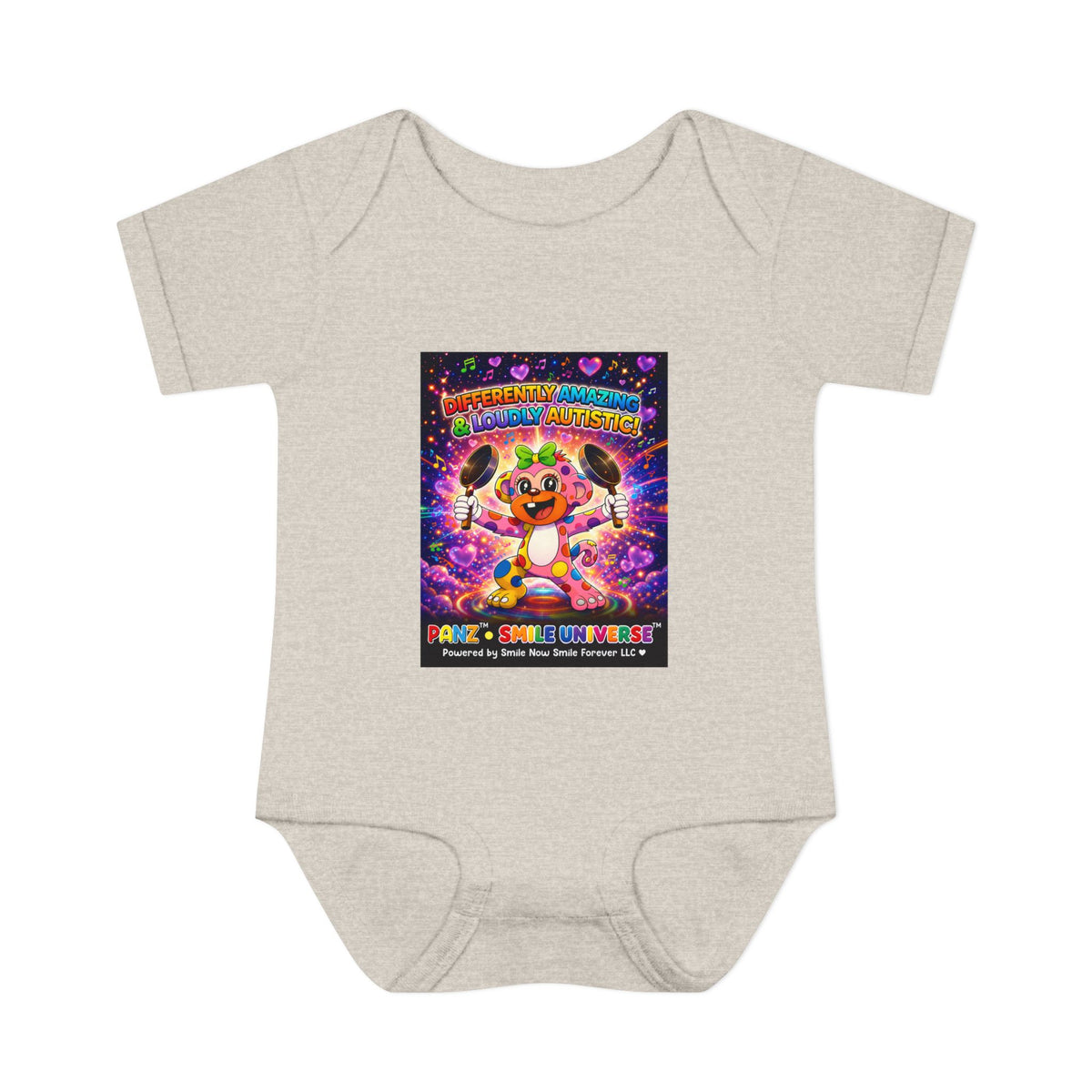 Panz™ Infant Baby Rib Bodysuit – "Differently Amazing & Loudly Autistic!" Graphic | Smile Universe Collection