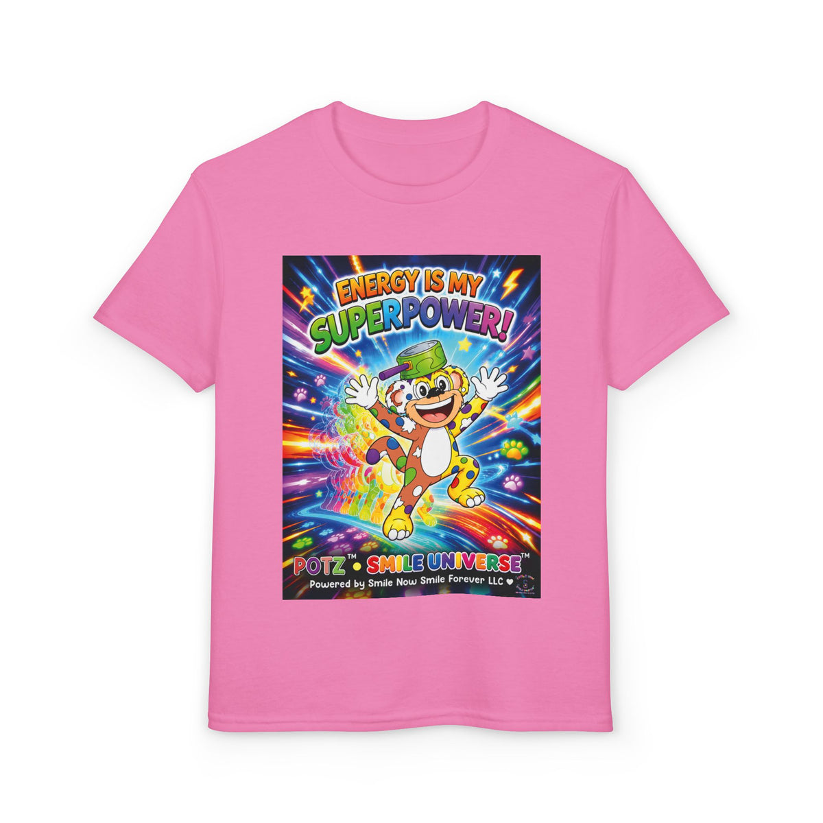 Potz™ Youth DryBlend® T-Shirt – "Energy is My Superpower!" Graphic Tee | Smile Universe Collection
