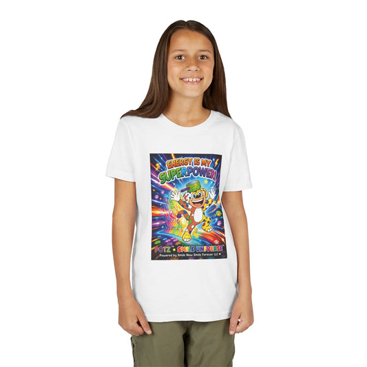 Potz™ Youth Short Sleeve Tee – "Energy is My Superpower!" Graphic Tee | Smile Universe Collection