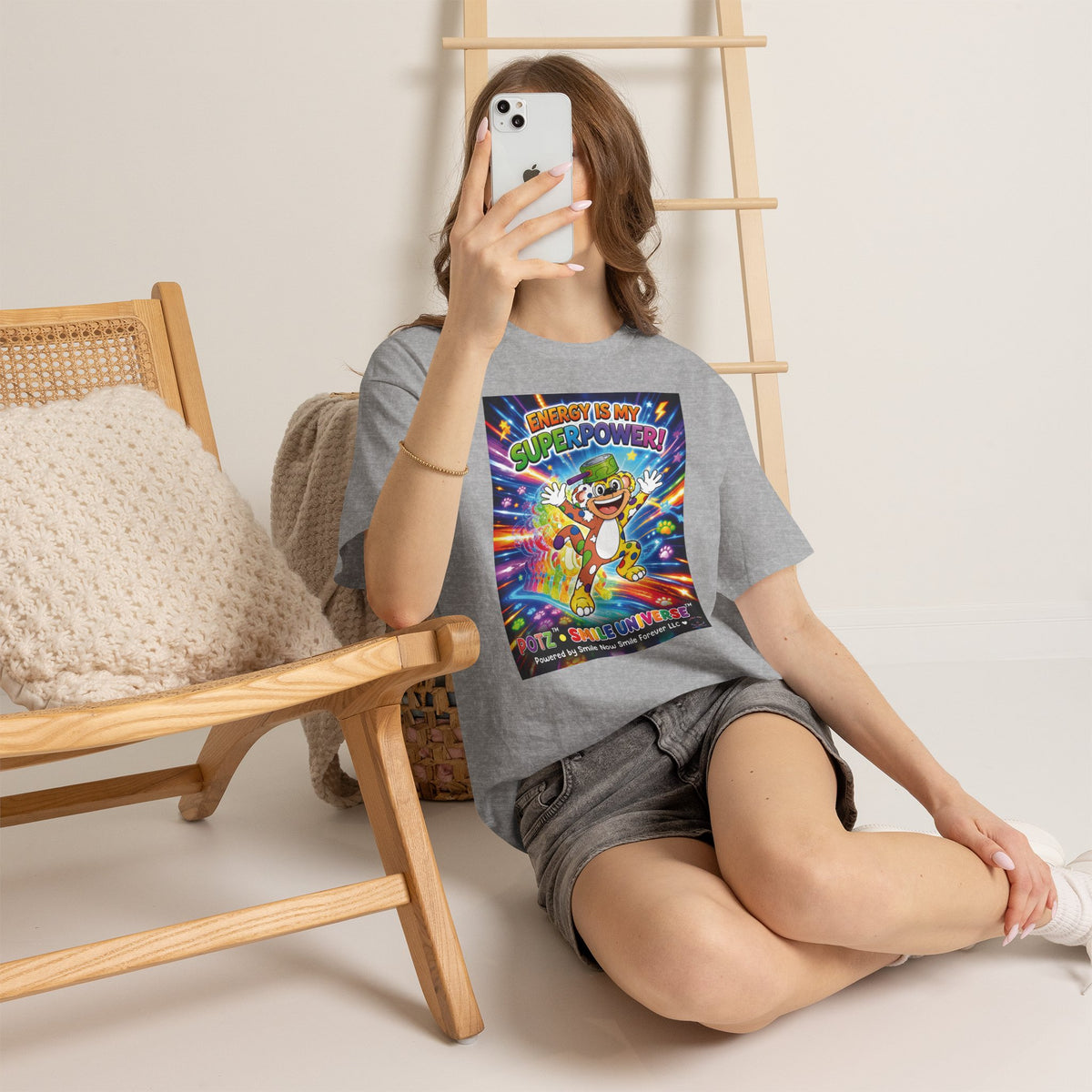 Potz™ Unisex Heavy Cotton™ Tee – "Energy is My Superpower!" Graphic Tee | Smile Universe Collection