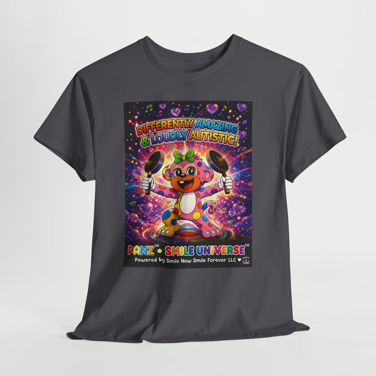 Panz™ Unisex Heavy Cotton™ Tee – "Differently Amazing & Loudly Autistic!" Graphic | Smile Universe Collection
