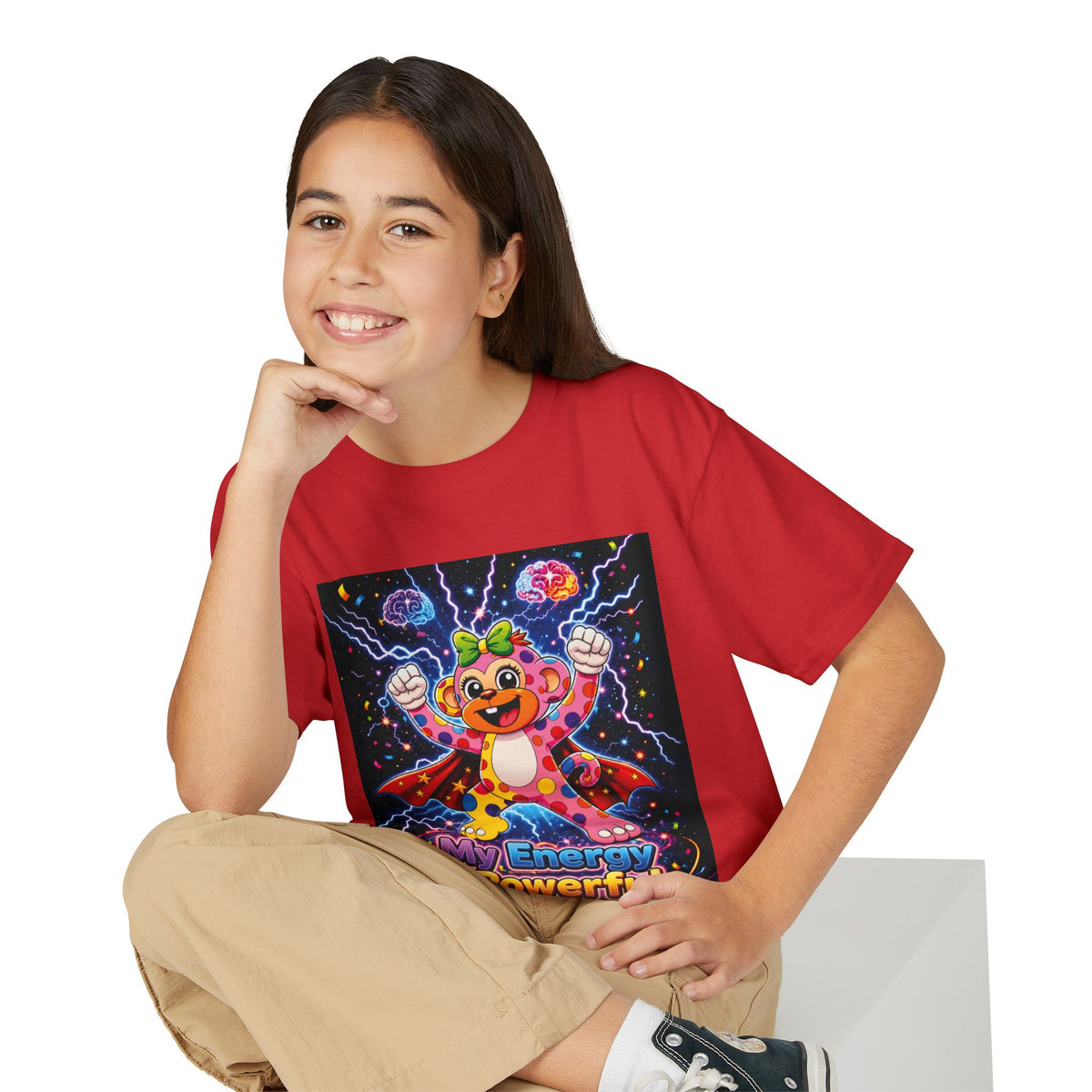 Panz™ Youth DryBlend® T-Shirt – "My Energy is Powerful" Graphic Tee | Smile Universe Collection