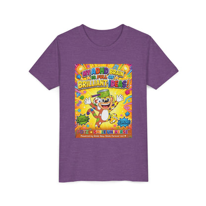 Potz™ Youth Short Sleeve Tee – "My ADHD Brain is Full of Brilliant Ideas!" Graphic Tee | Smile Universe Collection