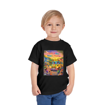 Lani™ Toddler Short Sleeve Tee – "Safe Rides, Happy Hearts" Graphic