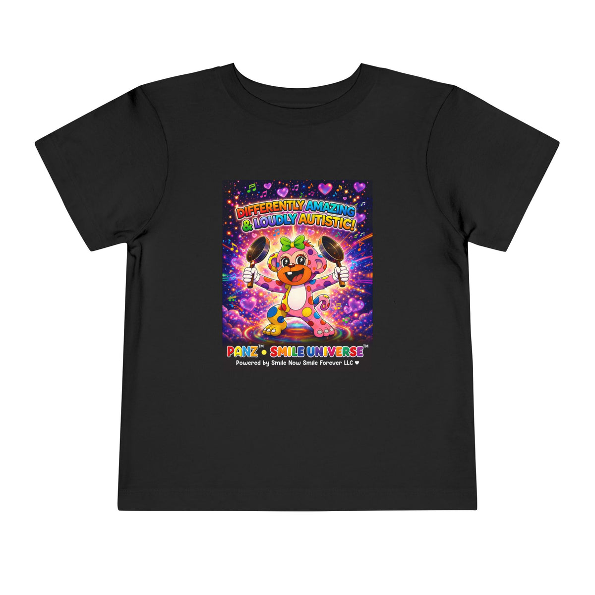 Panz™ Toddler Short Sleeve Tee – "Differently Amazing & Loudly Autistic!" Graphic | Smile Universe Collection