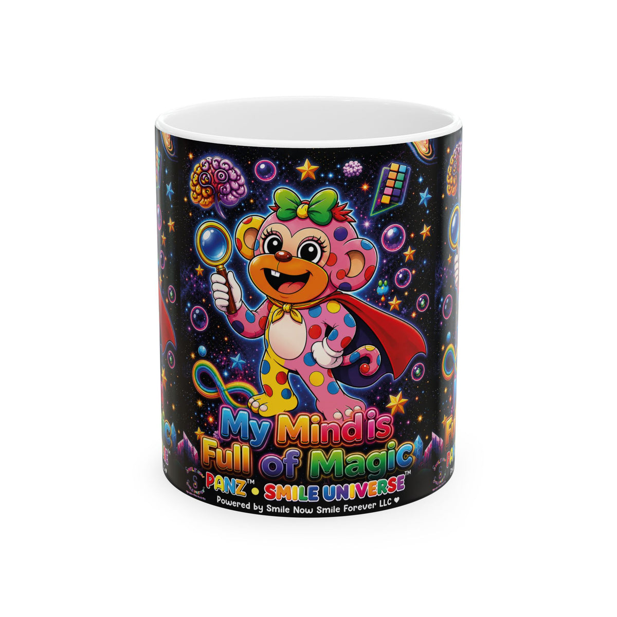 Panz™ Ceramic Mug (11oz & 15oz) – "My Mind is Full of Magic" Graphic | Smile Universe Collection