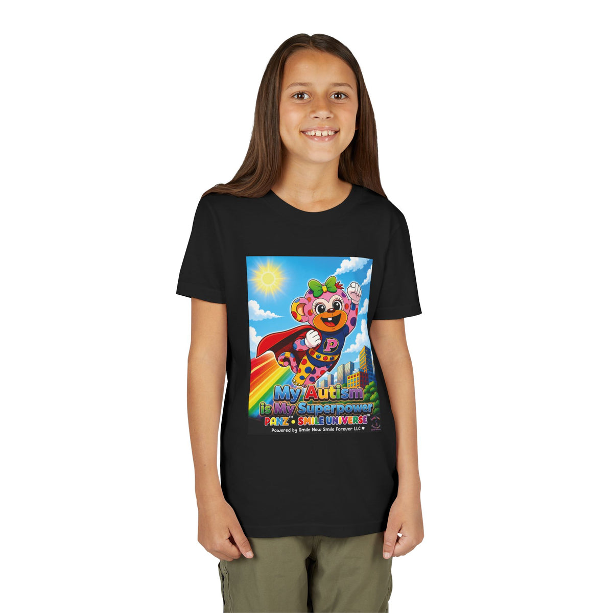 Panz™ Youth Short Sleeve Tee – "My Autism is My Superpower" Graphic | Smile Universe Collection