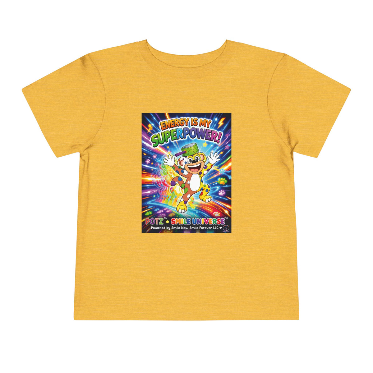 Potz™ Toddler Short Sleeve Tee – "Energy is My Superpower!" Graphic Tee | Smile Universe Collection