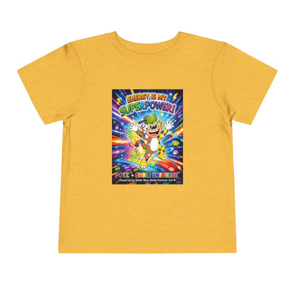 Potz™ Toddler Short Sleeve Tee – "Energy is My Superpower!" Graphic Tee | Smile Universe Collection