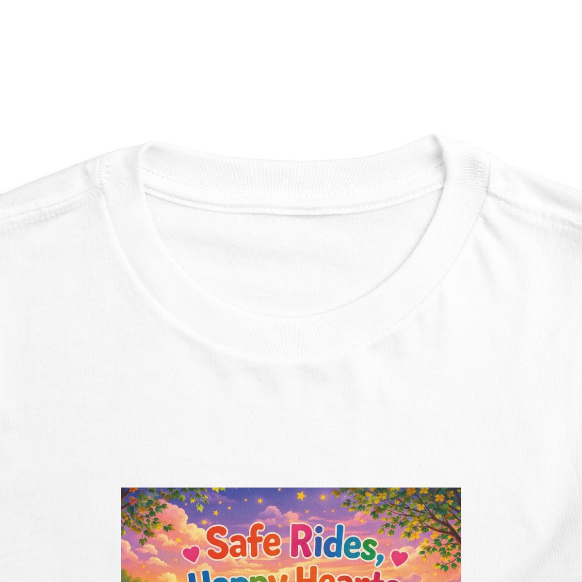 Lani™ Toddler Short Sleeve Tee – "Safe Rides, Happy Hearts" Graphic