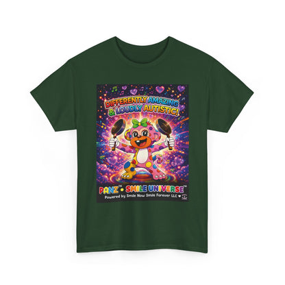 Panz™ Unisex Heavy Cotton™ Tee – "Differently Amazing & Loudly Autistic!" Graphic | Smile Universe Collection