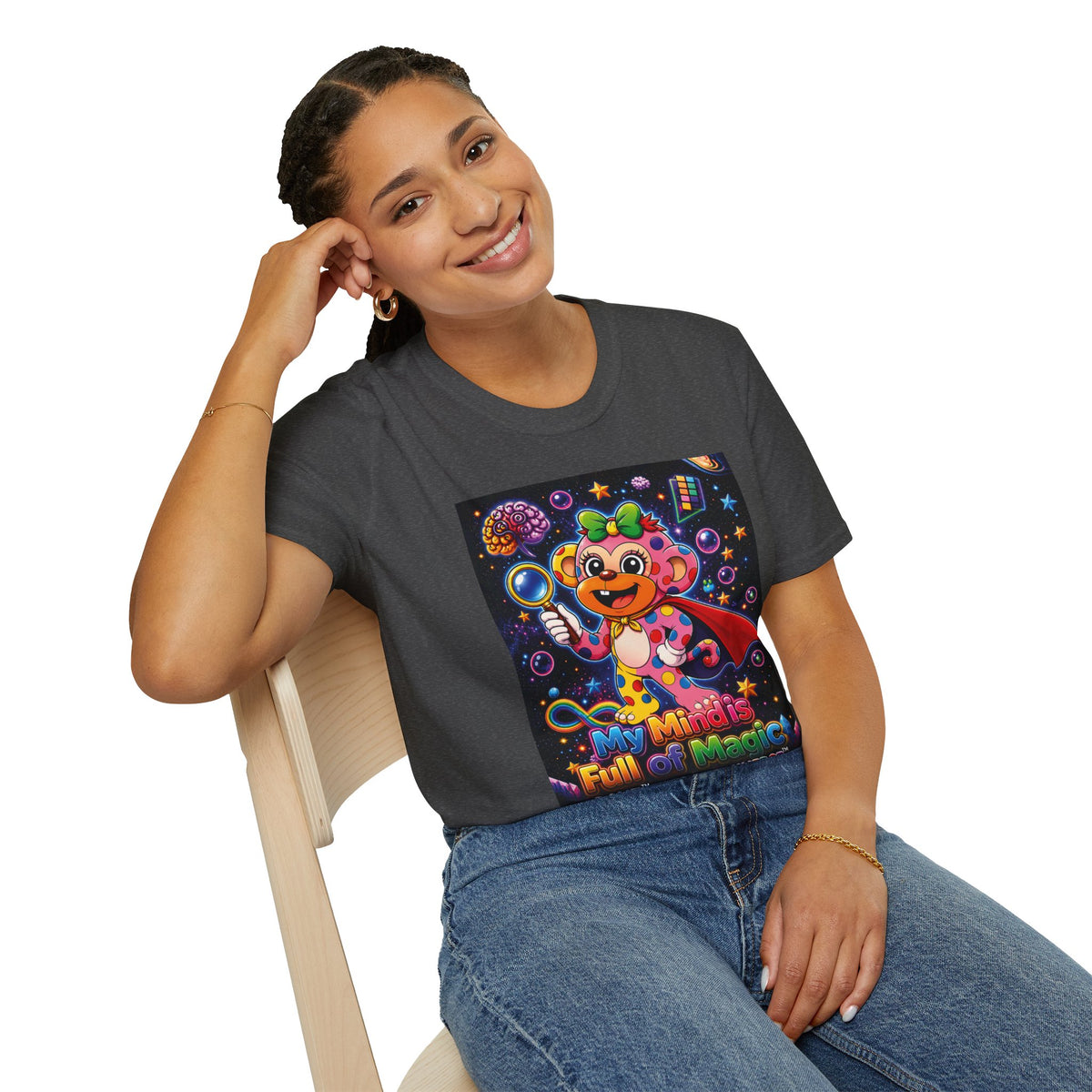 Panz™ Unisex Softstyle T-Shirt – "My Mind is Full of Magic" Graphic | Smile Universe Collection