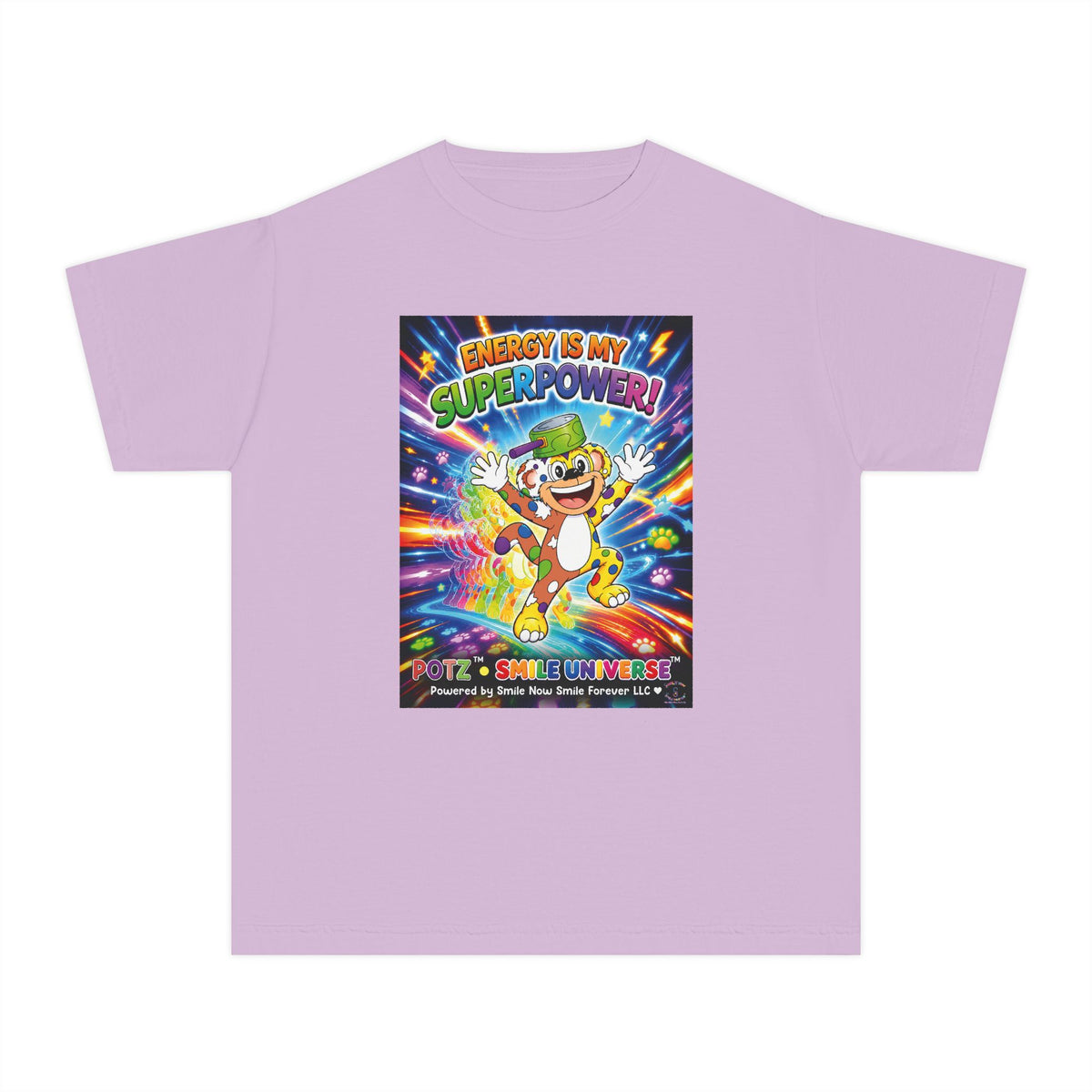Potz™ Youth Midweight Tee – "Energy is My Superpower!" Graphic Tee | Smile Universe Collection