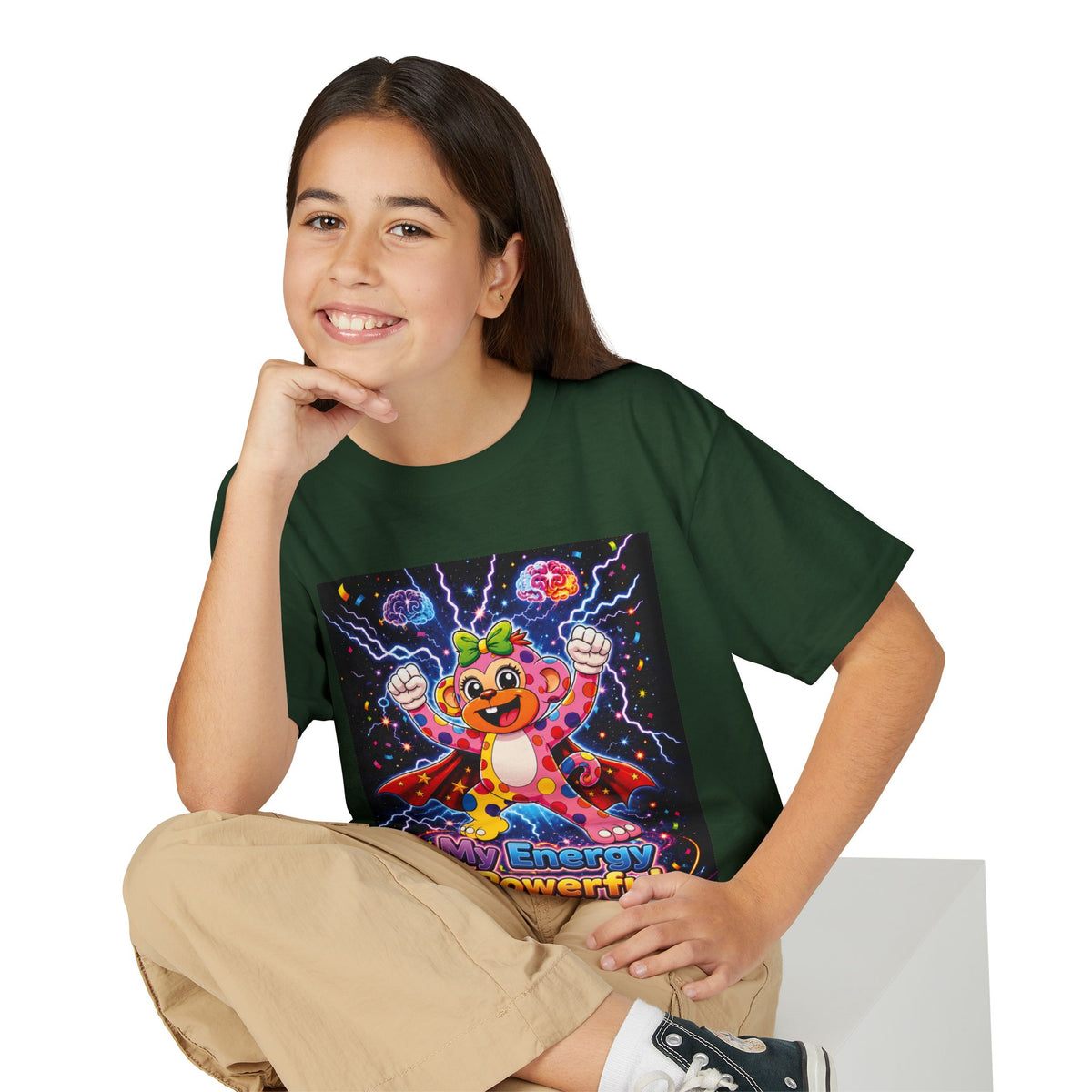Panz™ Youth DryBlend® T-Shirt – "My Energy is Powerful" Graphic Tee | Smile Universe Collection