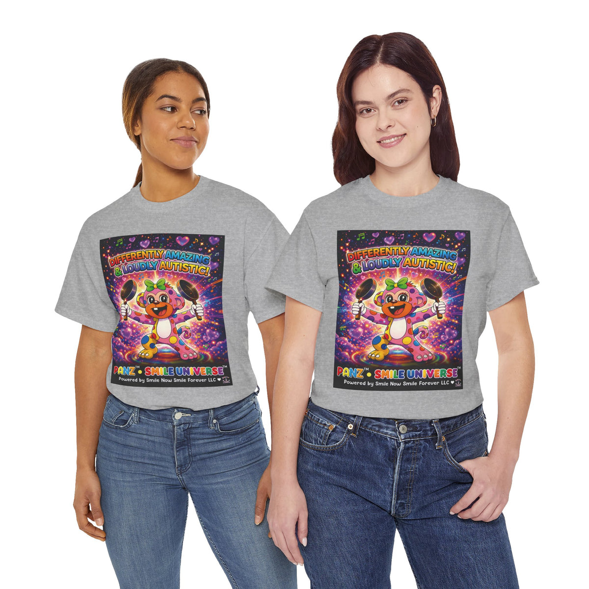 Panz™ Unisex Heavy Cotton™ Tee – "Differently Amazing & Loudly Autistic!" Graphic | Smile Universe Collection