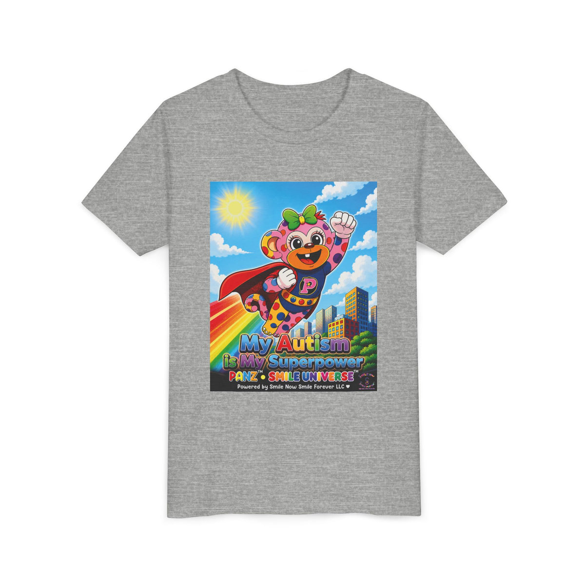 Panz™ Youth Short Sleeve Tee – "My Autism is My Superpower" Graphic | Smile Universe Collection