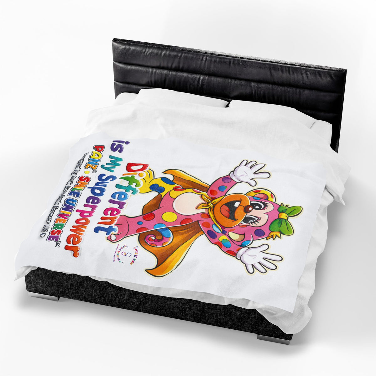 Panz™ Velveteen Plush Blanket – "Different is My Superpower" Graphic | Smile Universe Collection