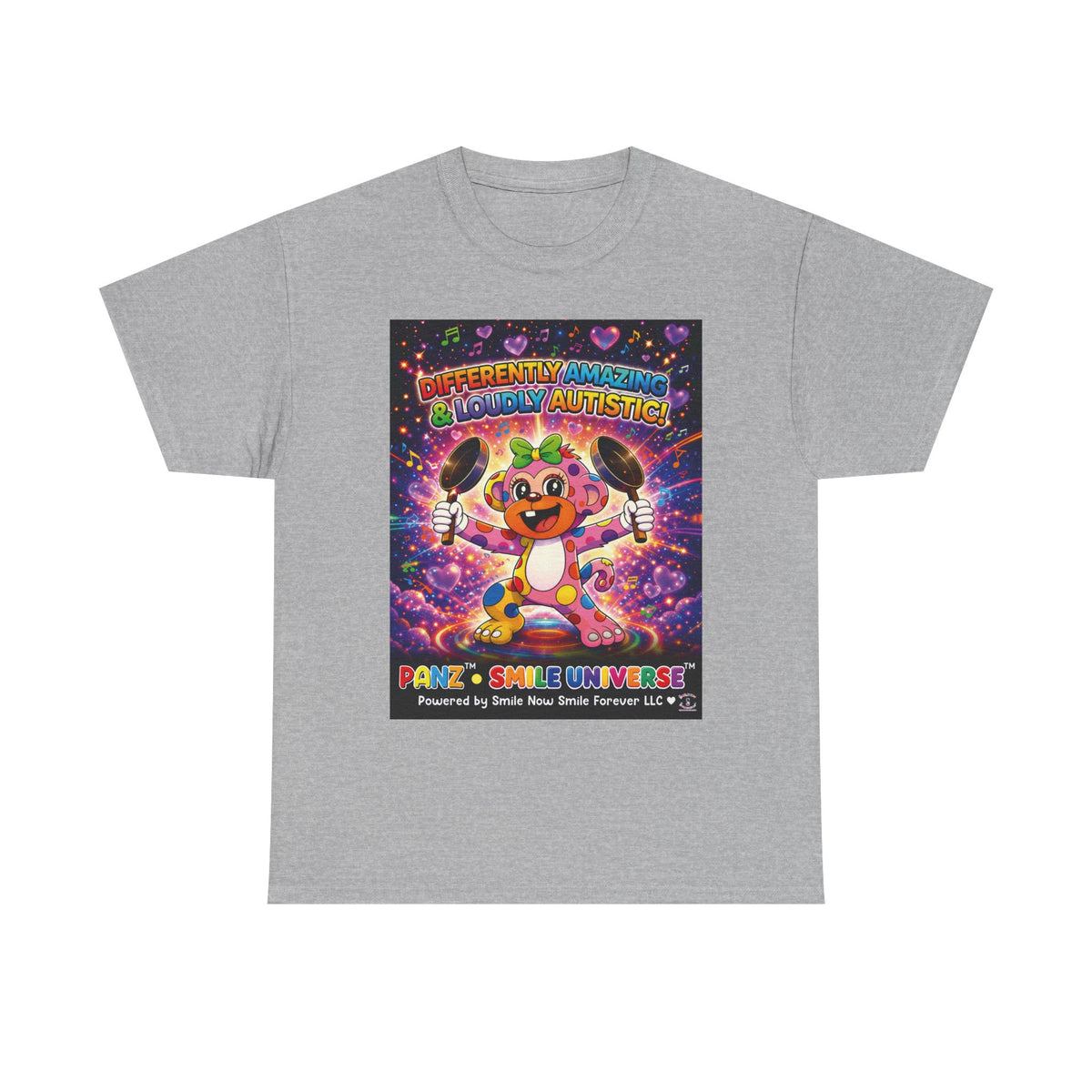 Panz™ Unisex Heavy Cotton™ Tee – "Differently Amazing & Loudly Autistic!" Graphic | Smile Universe Collection