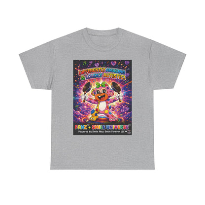 Panz™ Unisex Heavy Cotton™ Tee – "Differently Amazing & Loudly Autistic!" Graphic | Smile Universe Collection