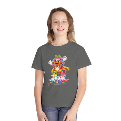 Panz™ Youth Midweight Tee – "Different is My Superpower" Graphic | Smile Universe Collection