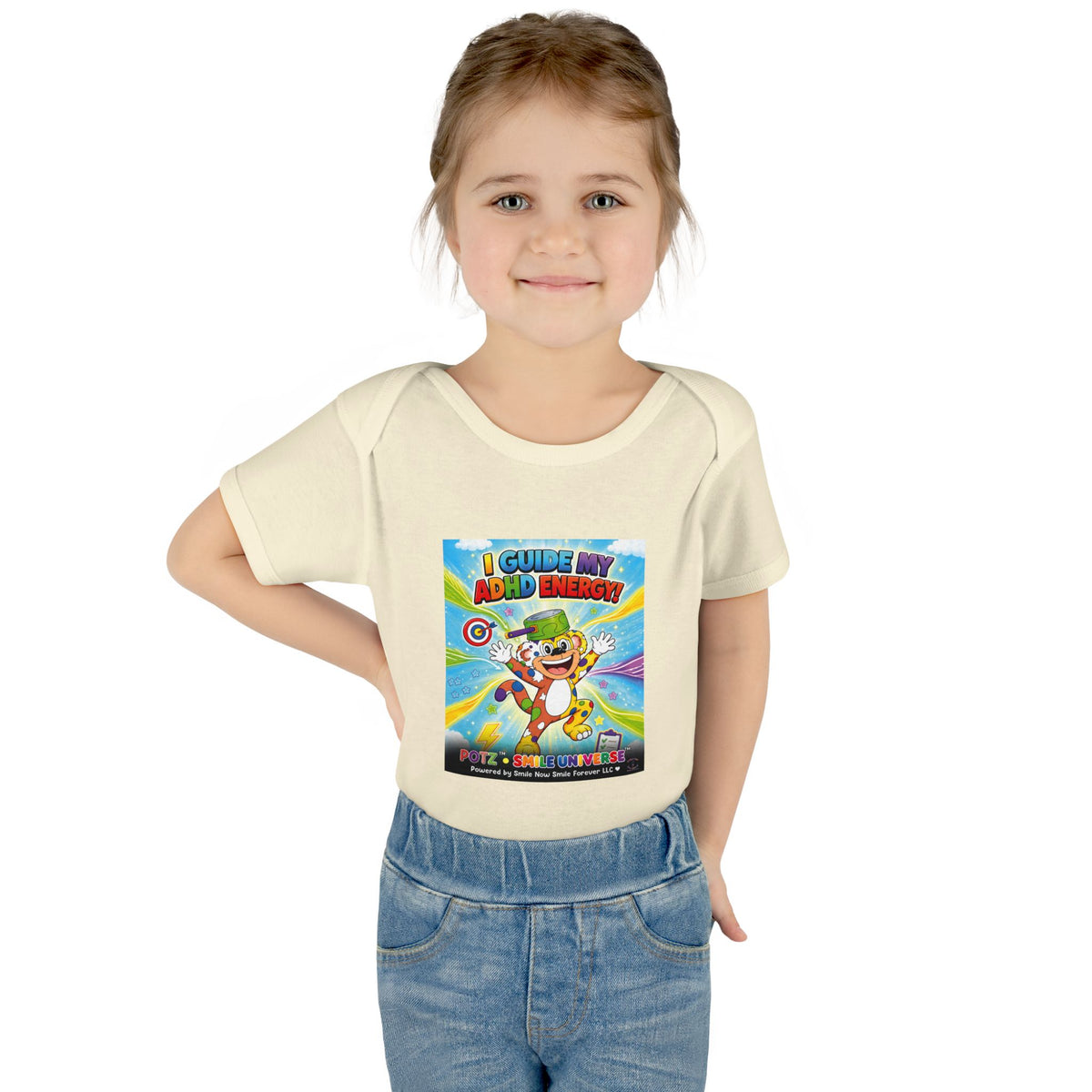 Potz™ Infant Baby Rib Bodysuit – "I Guide My ADHD Energy!" Graphic Onesie | Smile Universe Collection
