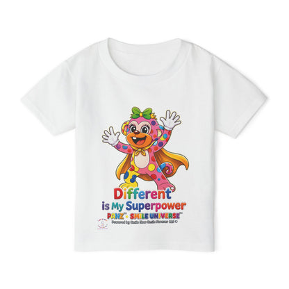 Panz™ Heavy Cotton™ Toddler T-Shirt – "Different is My Superpower" Graphic | Smile Universe Collection