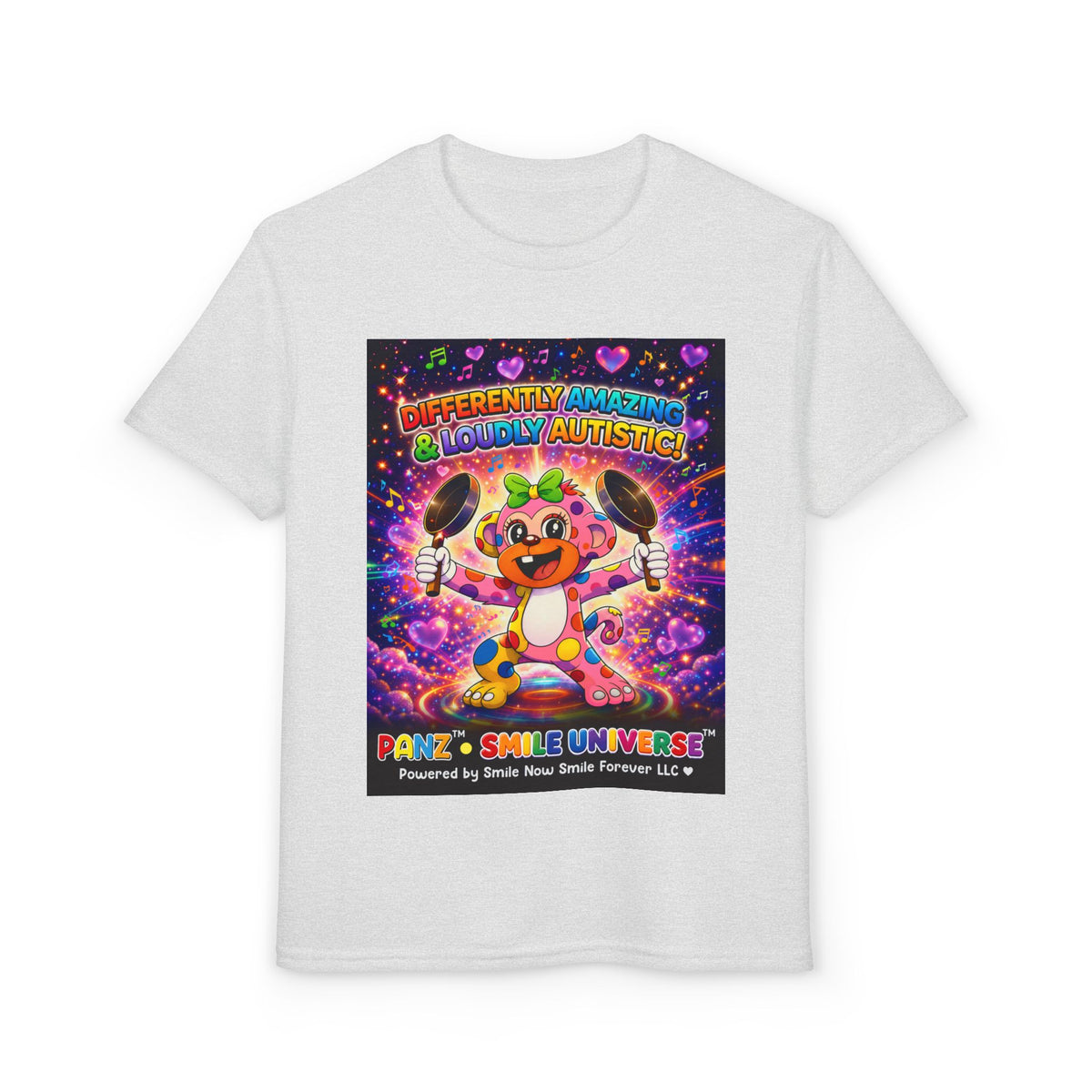 Panz™ Youth DryBlend® T-Shirt – "Differently Amazing & Loudly Autistic!" Graphic | Smile Universe Collection