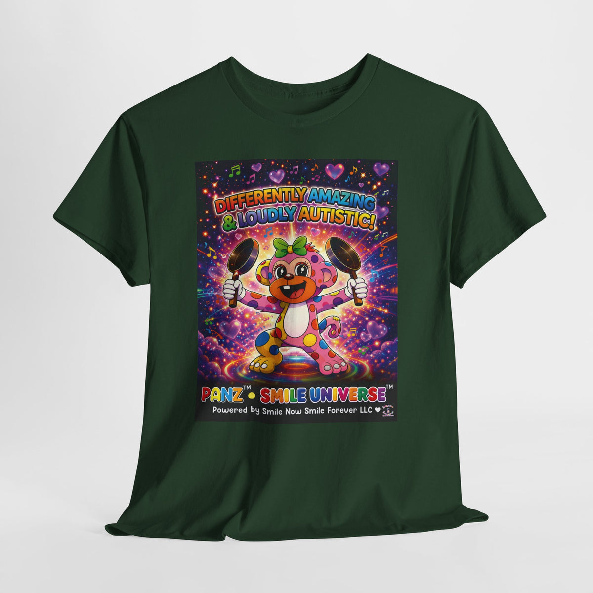 Panz™ Unisex Heavy Cotton™ Tee – "Differently Amazing & Loudly Autistic!" Graphic | Smile Universe Collection