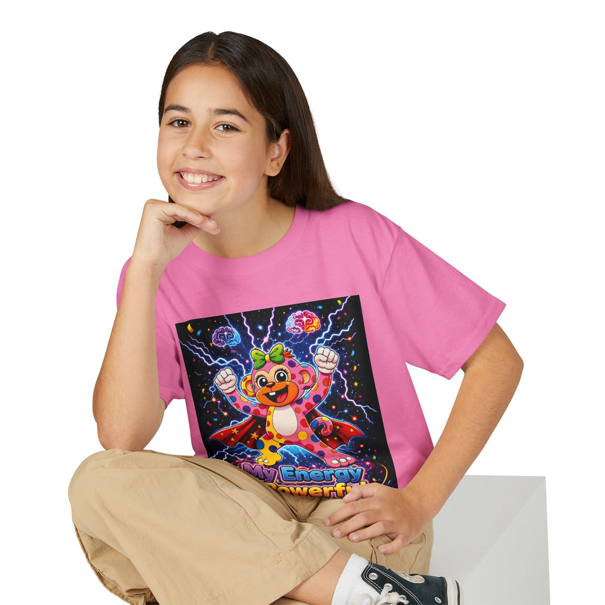 Panz™ Youth DryBlend® T-Shirt – "My Energy is Powerful" Graphic Tee | Smile Universe Collection