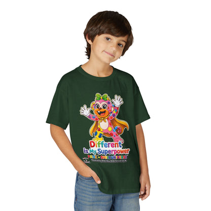 Panz™ Youth DryBlend® T-Shirt – "Different is My Superpower" Graphic | Smile Universe Collection