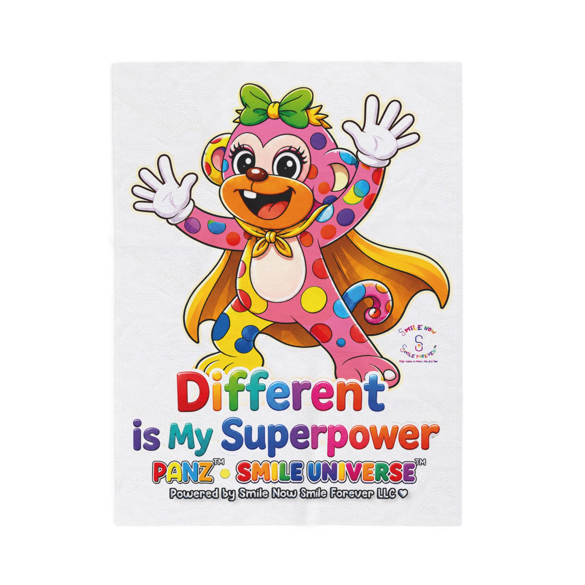 Panz™ Velveteen Plush Blanket – "Different is My Superpower" Graphic | Smile Universe Collection