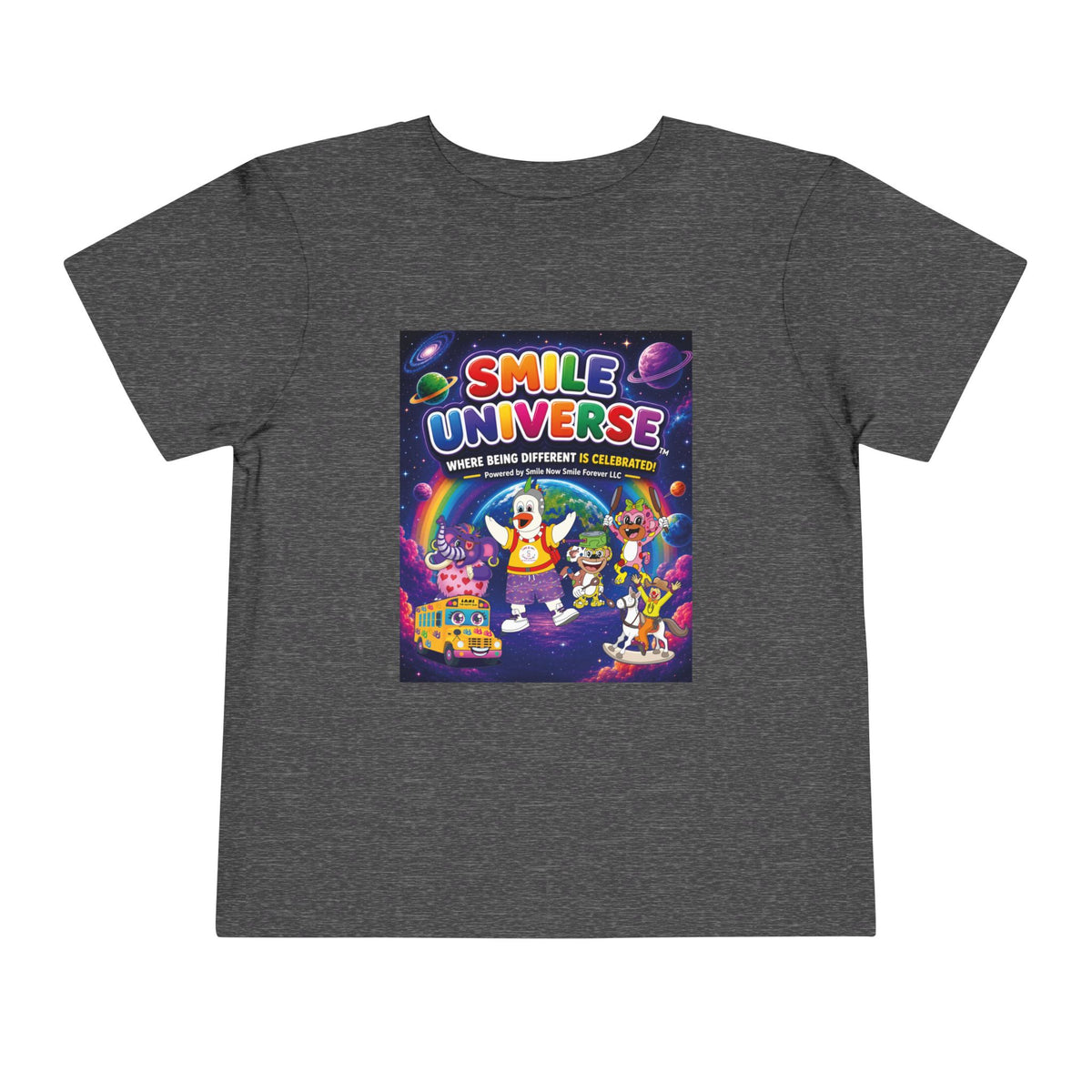 Smile Universe™ Toddler Short Sleeve Tee – "Where Being Different is CELEBRATED!" Graphic