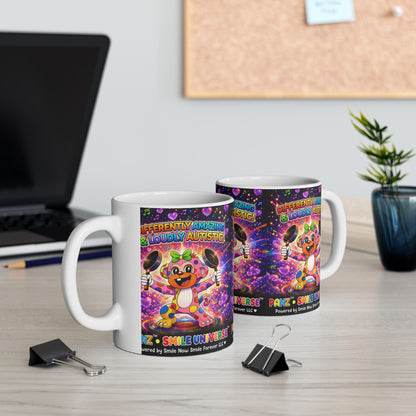 Panz™ Ceramic Mug (11oz & 15oz) – "Differently Amazing & Loudly Autistic!" Graphic | Smile Universe Collection