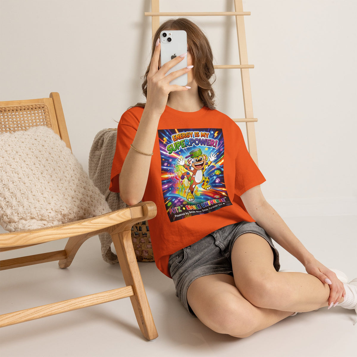 Potz™ Unisex Heavy Cotton™ Tee – "Energy is My Superpower!" Graphic Tee | Smile Universe Collection