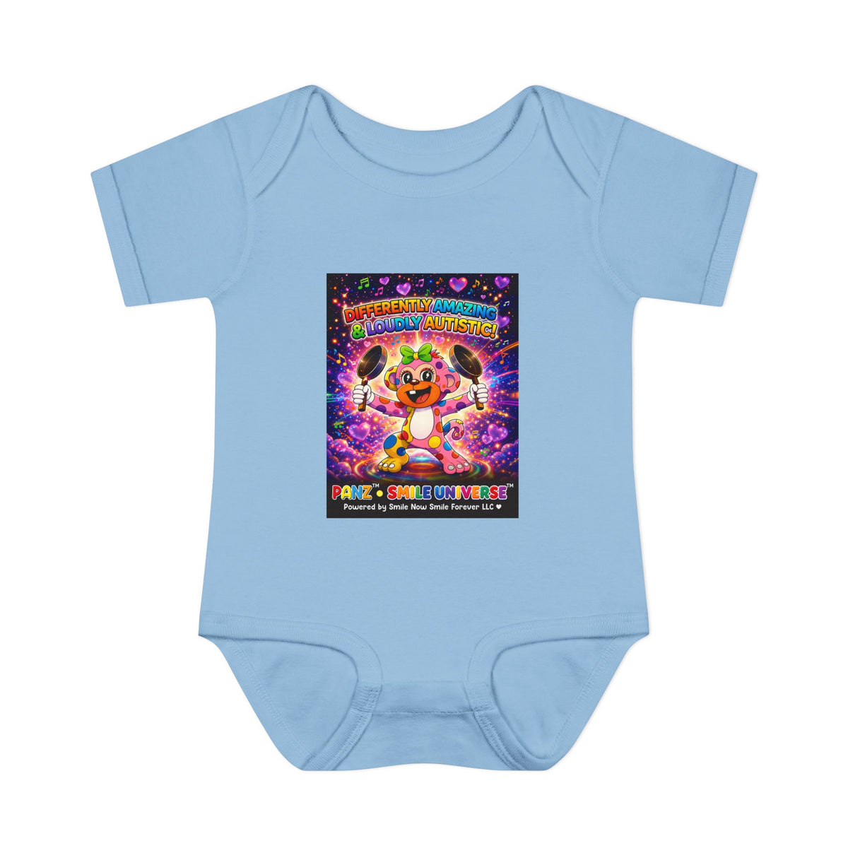 Panz™ Infant Baby Rib Bodysuit – "Differently Amazing & Loudly Autistic!" Graphic | Smile Universe Collection