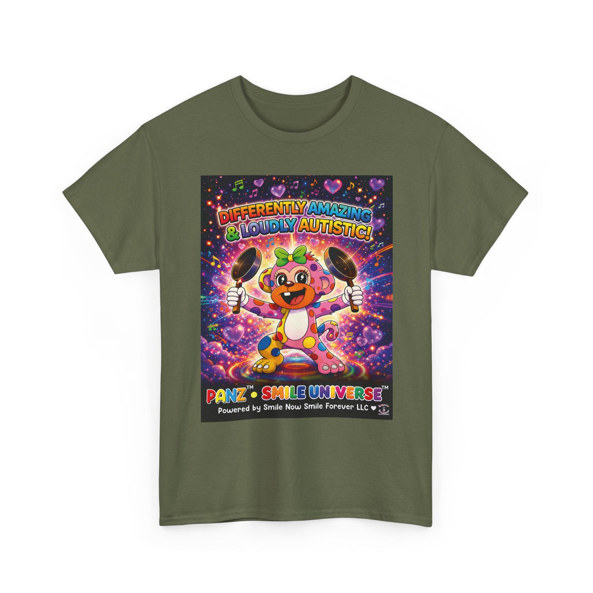 Panz™ Unisex Heavy Cotton™ Tee – "Differently Amazing & Loudly Autistic!" Graphic | Smile Universe Collection