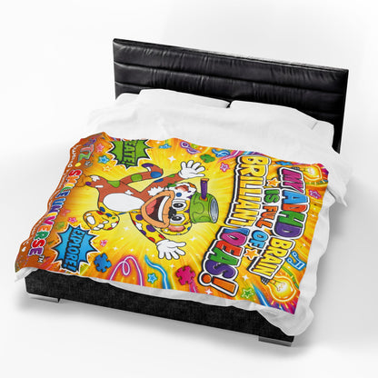 Potz™ Velveteen Plush Blanket – "My ADHD Brain is Full of Brilliant Ideas!" Graphic Throw | Smile Universe Collection