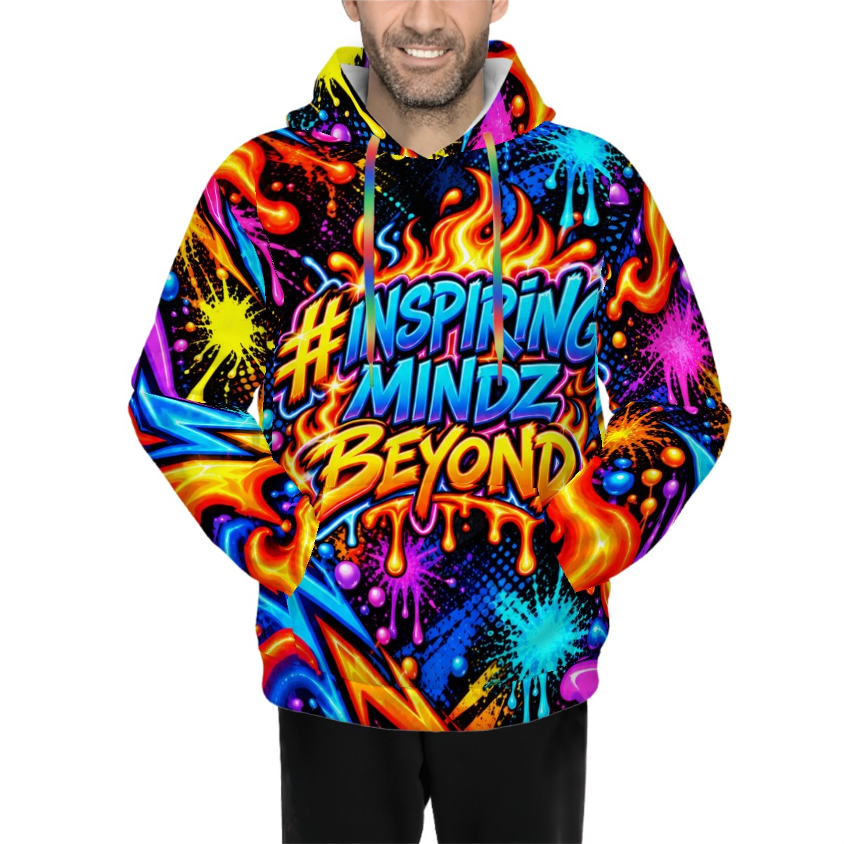 BWD “Inspiring Mindz Beyond™” Men’s AOP Pullover Hoodie — Electric Street Art