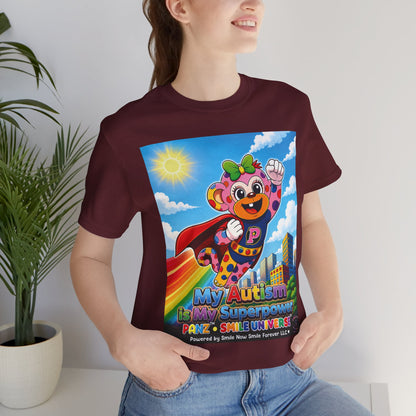 Panz™ Unisex Jersey Short Sleeve Tee – "My Autism is My Superpower" Graphic | Smile Universe Collection