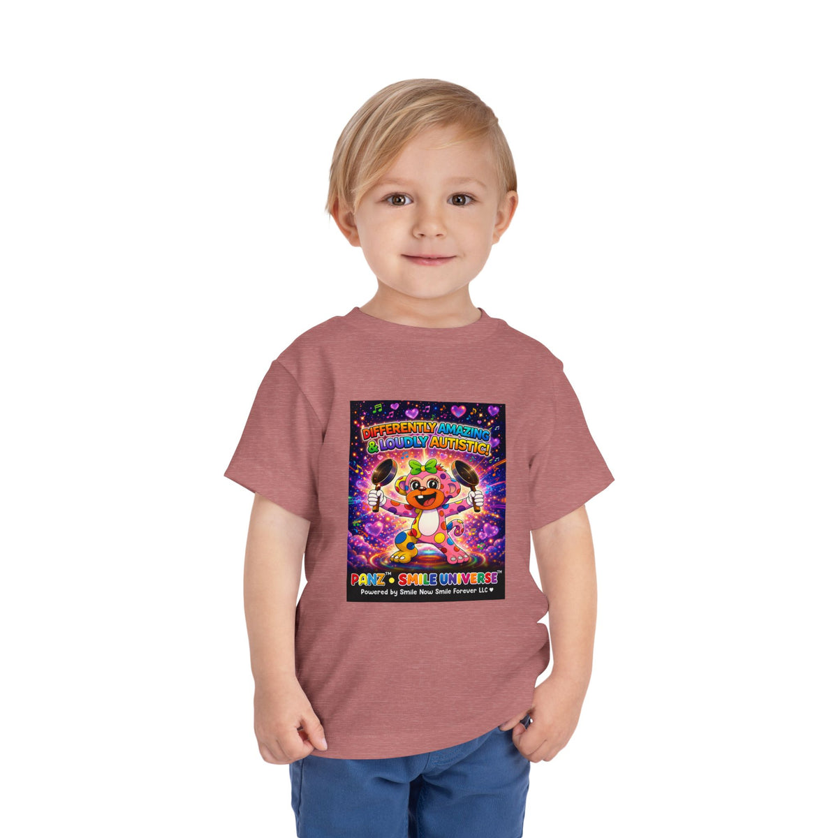 Panz™ Toddler Short Sleeve Tee – "Differently Amazing & Loudly Autistic!" Graphic | Smile Universe Collection