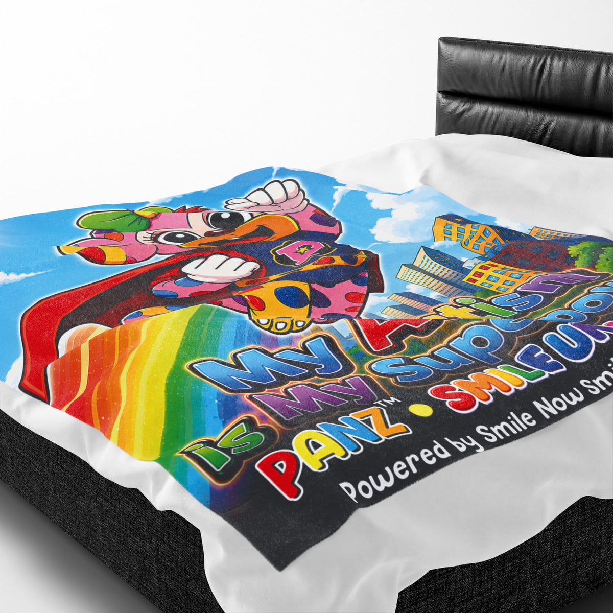 Panz™ Velveteen Plush Blanket – "My Autism is My Superpower" Graphic | Smile Universe Collection