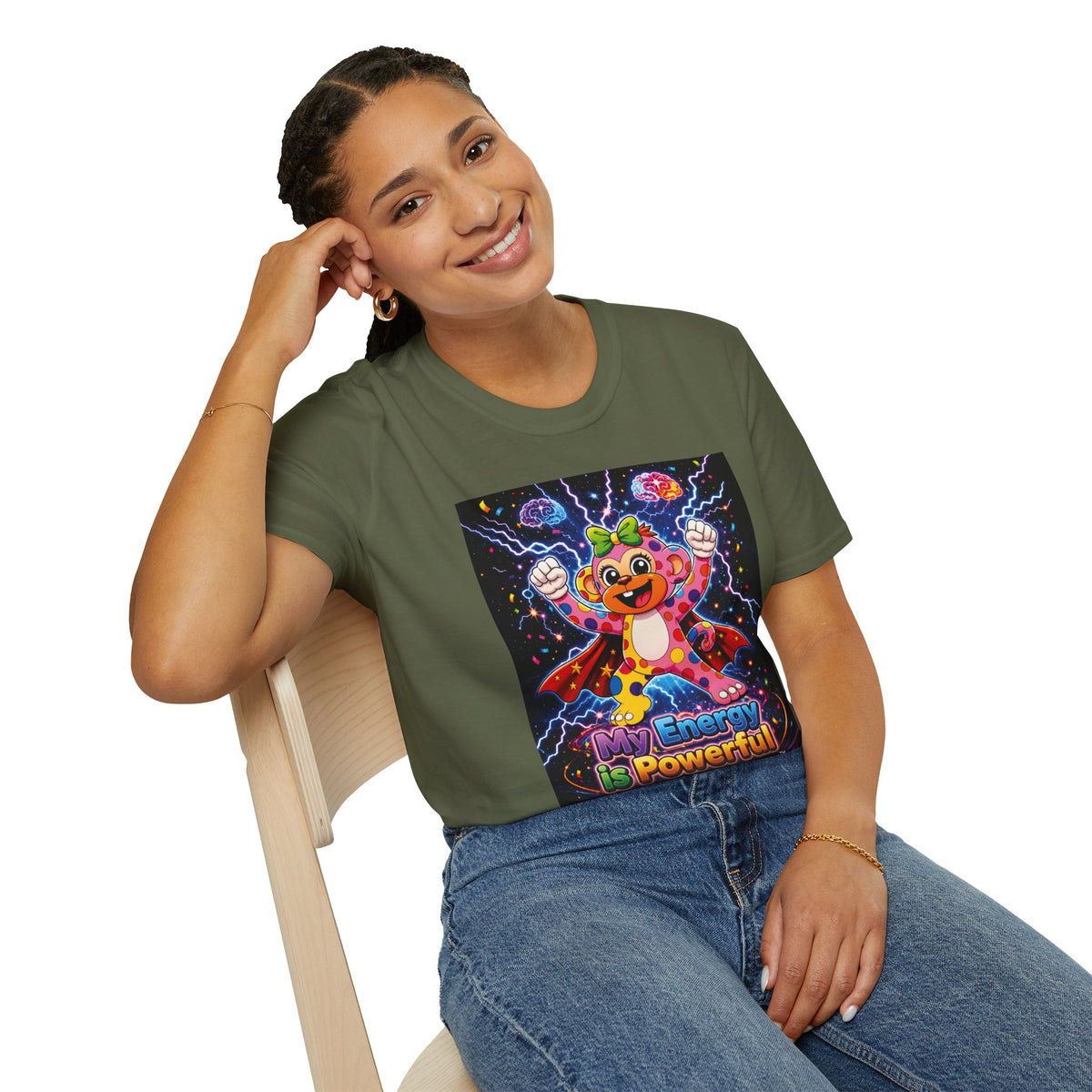 Panz™ Unisex Softstyle T-Shirt  for Adult– "My Energy is Powerful" Graphic Tee | Smile Universe Collection