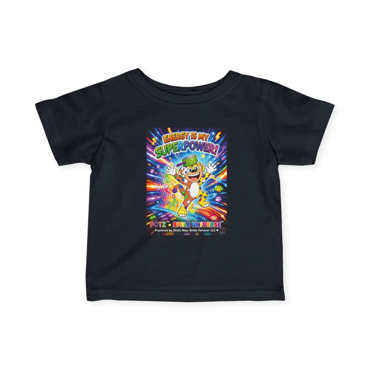 Potz™ Infant Fine Jersey Tee – "Energy is My Superpower!" Graphic Tee | Smile Universe Collection