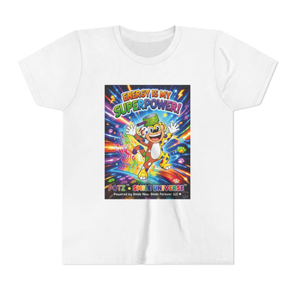 Potz™ Youth Short Sleeve Tee – "Energy is My Superpower!" Graphic Tee | Smile Universe Collection