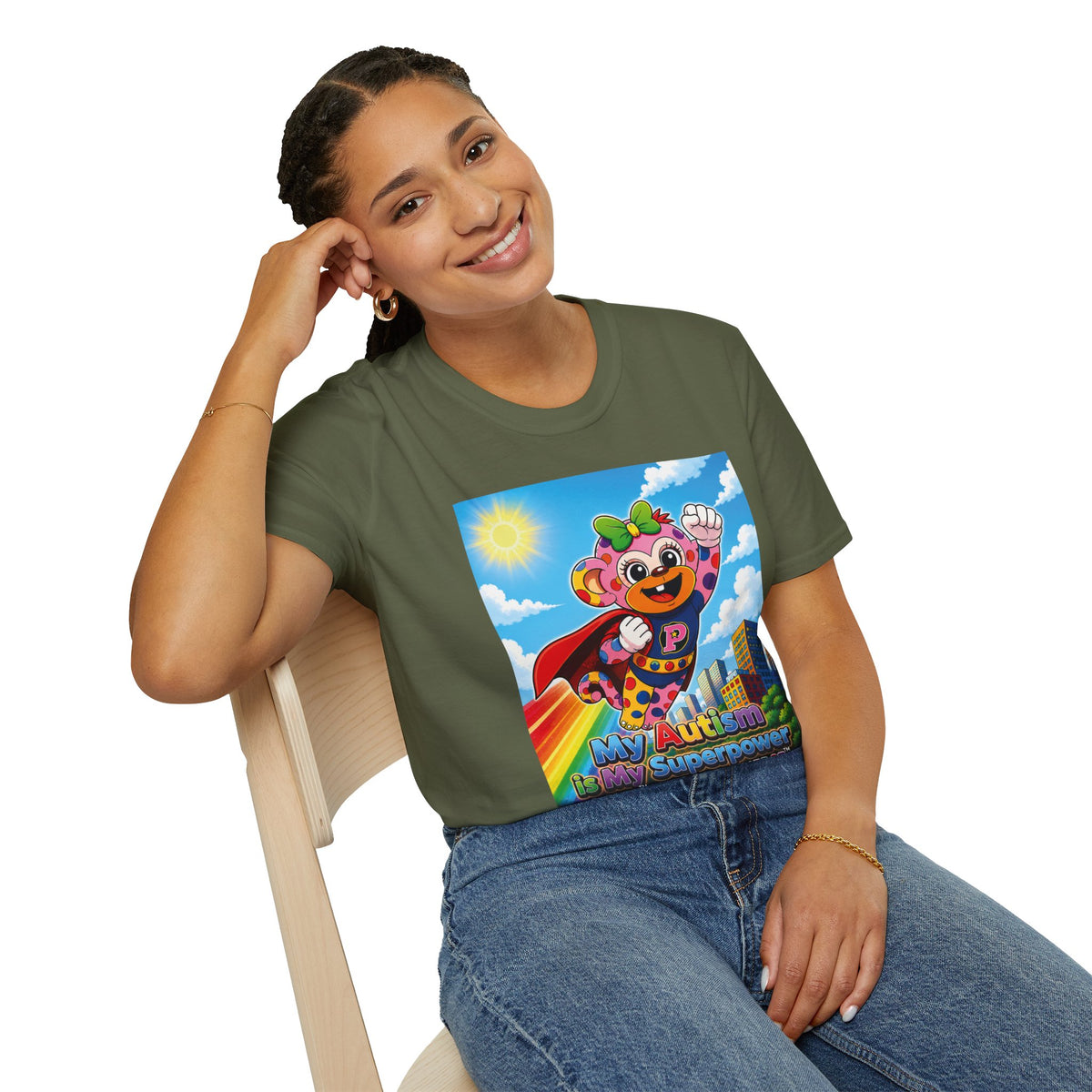 Panz™ Unisex Softstyle T-Shirt – "My Autism is My Superpower" Graphic | Smile Universe Collection