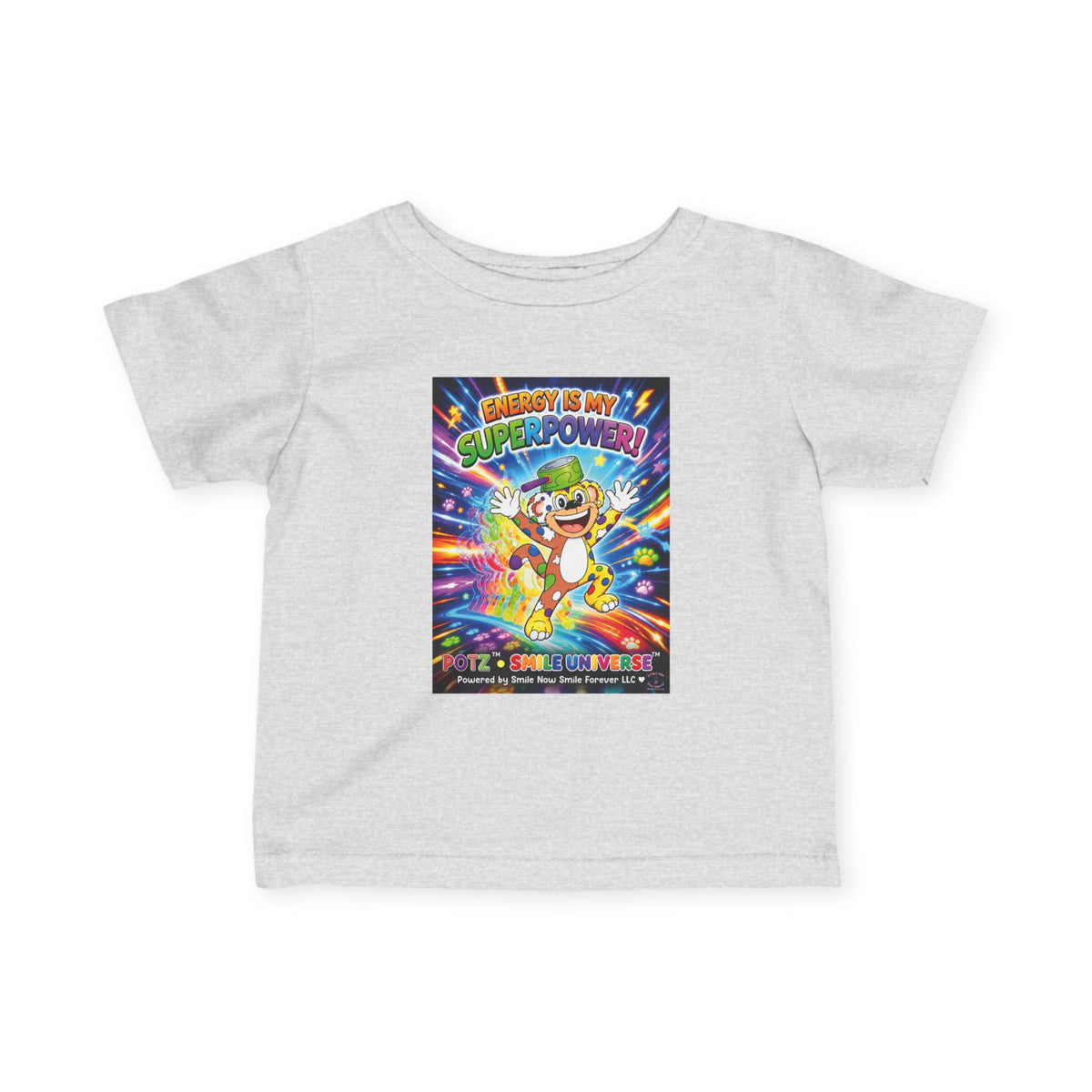 Potz™ Infant Fine Jersey Tee – "Energy is My Superpower!" Graphic Tee | Smile Universe Collection