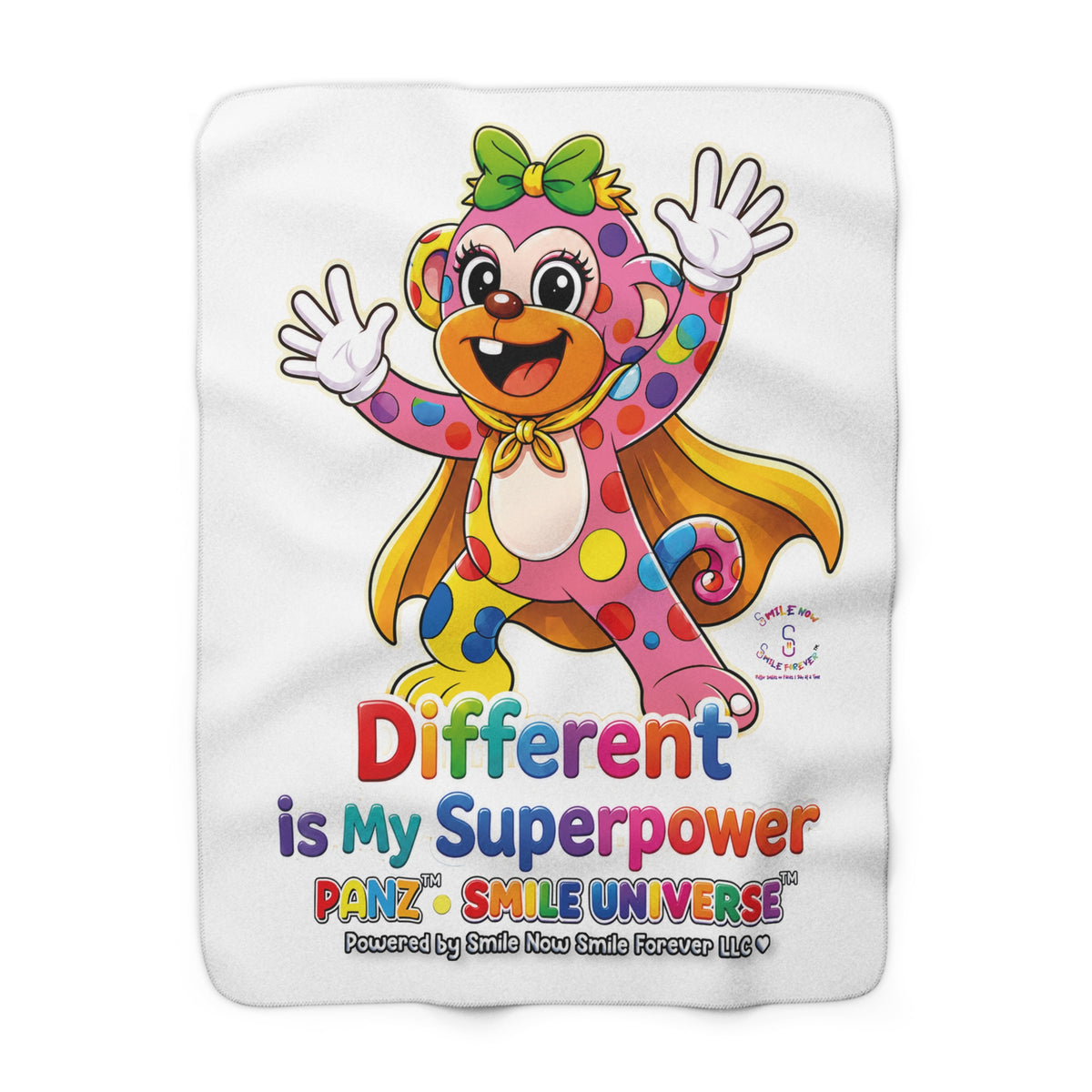 Panz™ Sherpa Fleece Blanket – "Different is My Superpower" Graphic | Smile Universe Collection