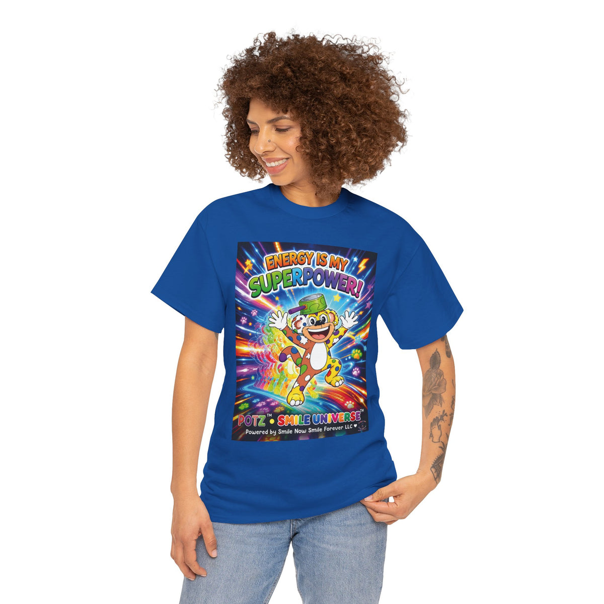 Potz™ Unisex Heavy Cotton™ Tee – "Energy is My Superpower!" Graphic Tee | Smile Universe Collection